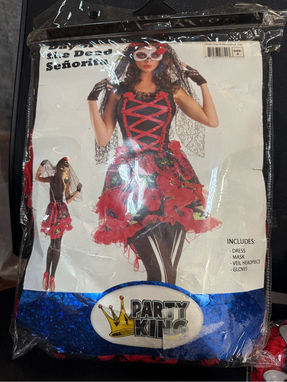 Party King Day of the Dead Senorita Costume Dress - Red and Black